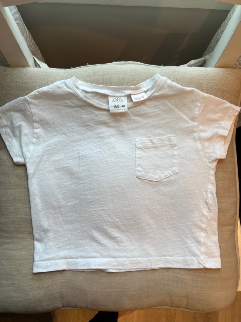 Zara White Short Sleeve Pocket Tee - Kids
